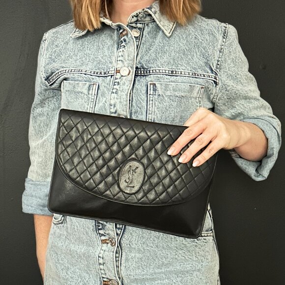 RARE- Vintage Yves Saint Laurent Quilted Clutch, Unused - Picture 9 of 9